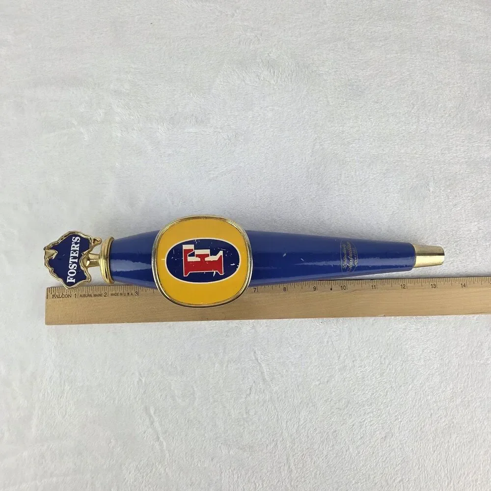 Foster's Lager Beer Tap Handle Blue Gold Draft Beer Knob Bar Man Cave Decor